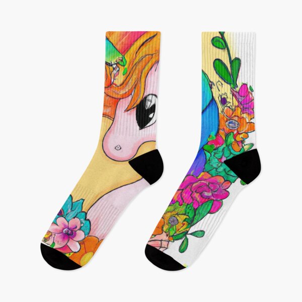 Item preview, The Last Unicorn . Unicorn encircled with colorful flowers. designed and sold by Featuring Lynn.