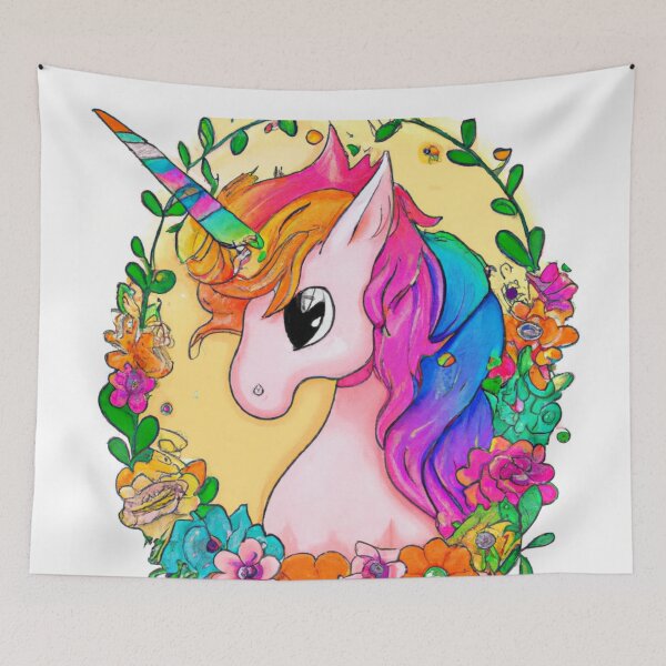 Item preview, The Last Unicorn . Unicorn encircled with colorful flowers. designed and sold by Featuring Lynn.
