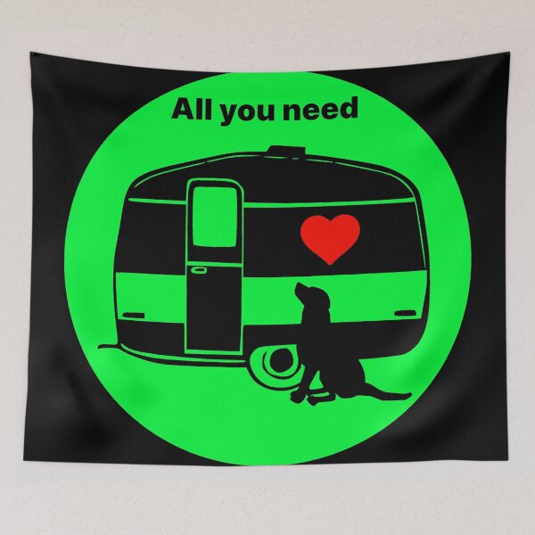 Item preview, ALL YOU NEED HEART DOG CARAVAN LIME designed and sold by Marni Scofidio Desi9ns.