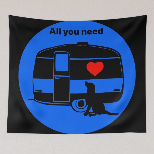 Item preview, ALL YOU NEED HEART DOG CARAVAN BLUE designed and sold by Marni Scofidio Desi9ns.