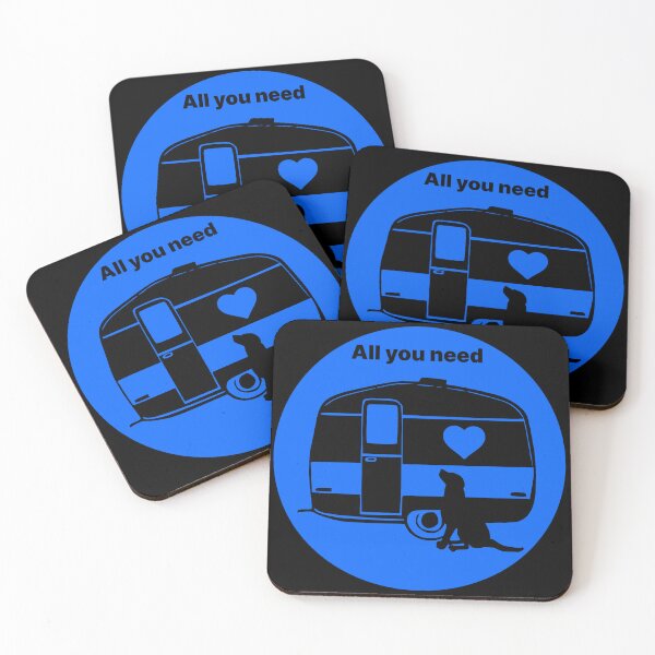 Item preview, ALL YOU NEED HEART DOG CARAVAN BLUE2 designed and sold by Marni Scofidio Desi9ns.
