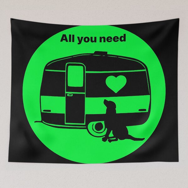 Item preview, ALL YOU NEED HEART DOG CARAVAN LIME2 designed and sold by Marni Scofidio Desi9ns.