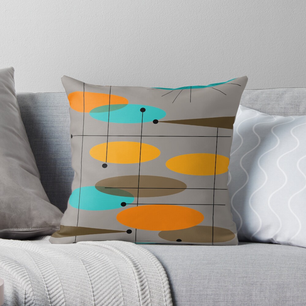 Mid-Century Modern Ovals III Throw Pillow