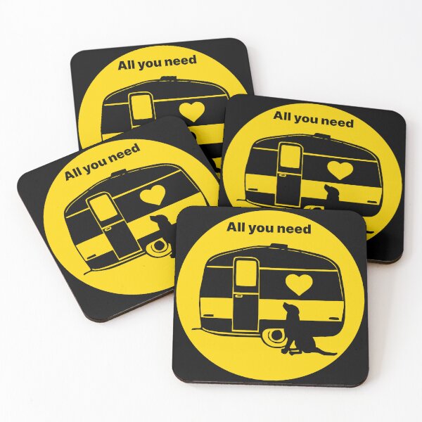 Item preview, ALL YOU NEED HEART DOG CARAVAN YELLOW2 designed and sold by Marni Scofidio Desi9ns.