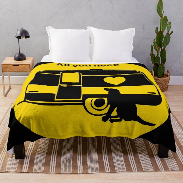 Item preview, ALL YOU NEED HEART DOG CARAVAN YELLOW2 designed and sold by Marni Scofidio Desi9ns.