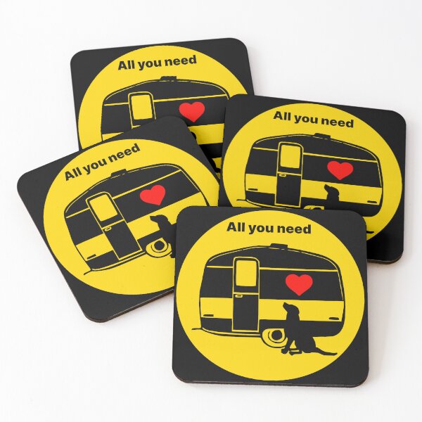 Item preview, ALL YOU NEED HEART DOG CARAVAN YELLOW designed and sold by Marni Scofidio Desi9ns.