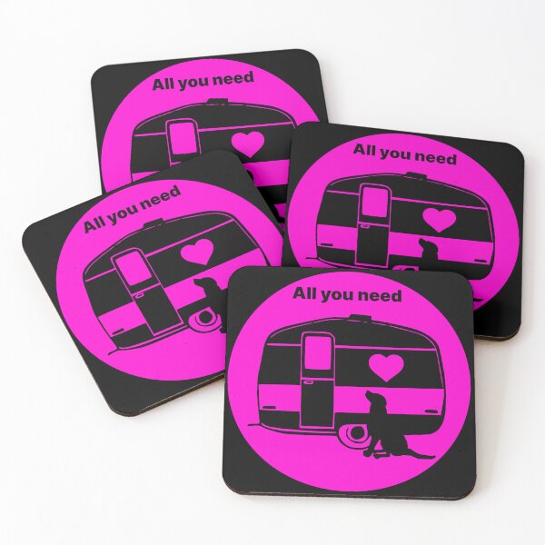Item preview, ALL YOU NEED HEART DOG CARAVAN FUCHSIA2 designed and sold by Marni Scofidio Desi9ns.