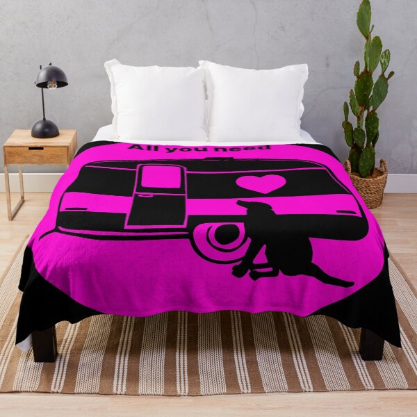 Item preview, ALL YOU NEED HEART DOG CARAVAN FUCHSIA2 designed and sold by Marni Scofidio Desi9ns.