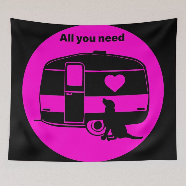 Item preview, ALL YOU NEED HEART DOG CARAVAN FUCHSIA2 designed and sold by Marni Scofidio Desi9ns.