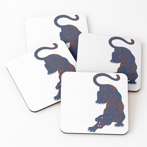Item preview, Dark blue/orange leafy tiger  designed and sold by LibbyHaggerArt.