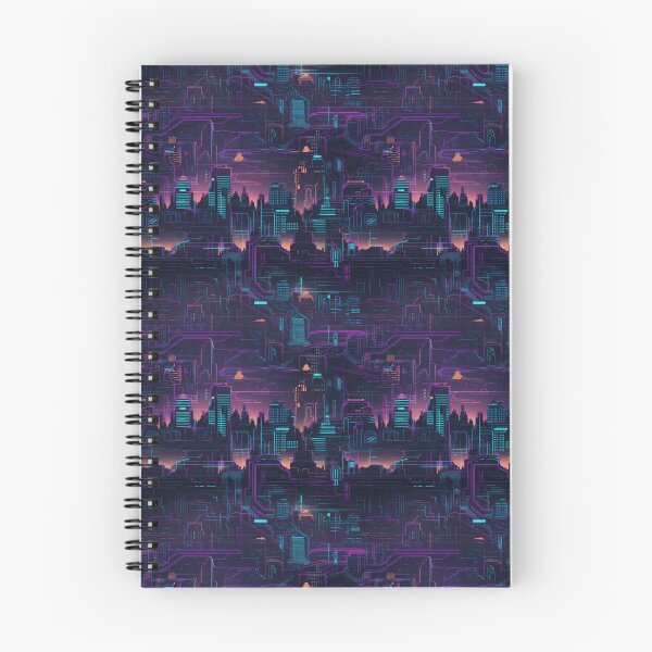 Aperçu de l'œuvre Motif néon Cyber Skyline créée et vendue par KitsoBerry.