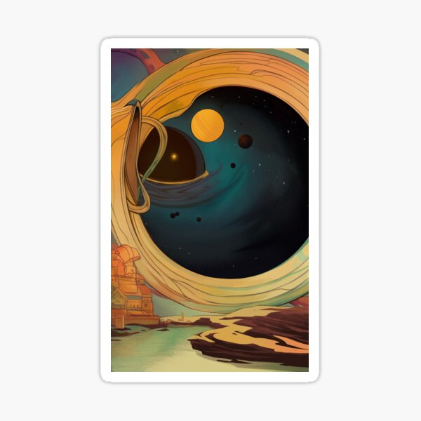 Item preview, Vintage Black Hole Planetary Scene designed and sold by Cosmic-Jungle.
