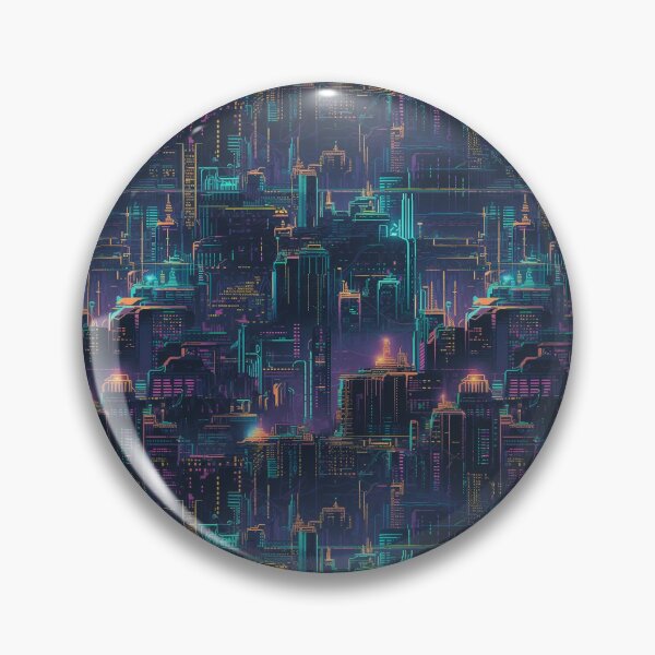 Aperçu de l'œuvre Motif Neon Cyber Skyline v3 créée et vendue par KitsoBerry.