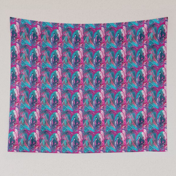 Item preview, Abstract Neon Pink and Blue Pour Painting Pattern designed and sold by KitsoBerry.