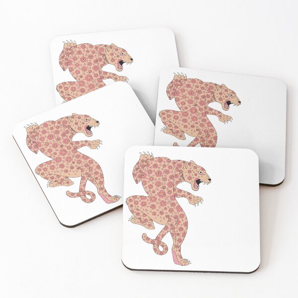 Item preview, Peach/pink floral print leopard  designed and sold by LibbyHaggerArt.