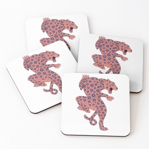 Item preview, Pink/purple floral print leopard  designed and sold by LibbyHaggerArt.