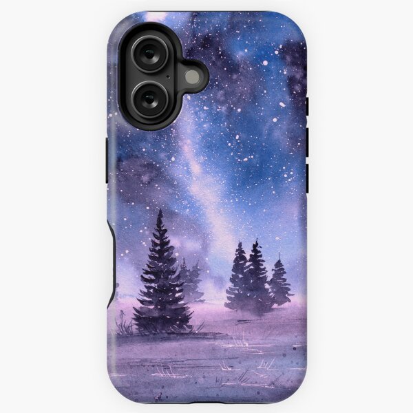 Artikel-Vorschau von Aquarell Sternennacht Winterwald, designt und verkauft von MaryWatercolor.