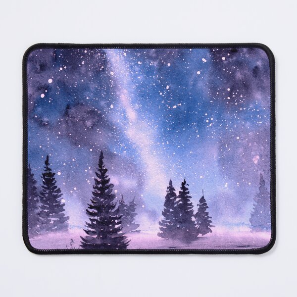 Item preview, Watercolor starry night winter forest designed and sold by MaryWatercolor.