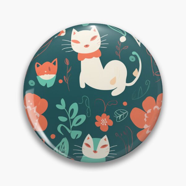 Item preview, two cats with flowers designed and sold by sunny-meow-meow.