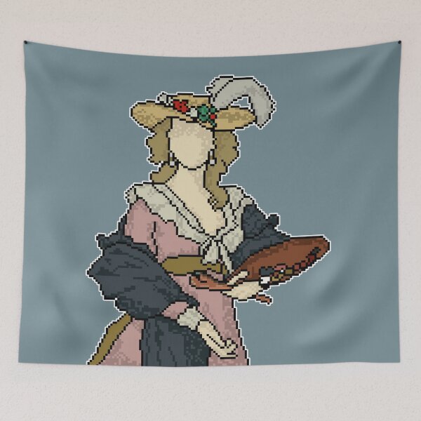 Item preview, Pixel Art of a Self Portrait in a Straw Hat -  "I Straw That" designed and sold by Fun Funky Designs.