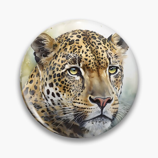 Item preview, Watercolor Leopard Portrait on a Green Abstract Jungle Background designed and sold by CGSGraphics.