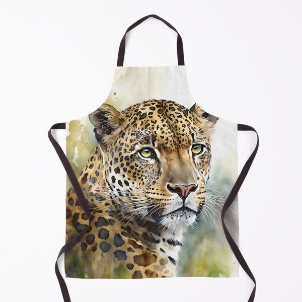 Item preview, Watercolor Leopard Portrait on a Green Abstract Jungle Background designed and sold by CGSGraphics.