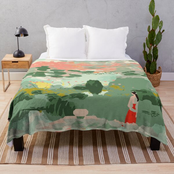 Item preview, Scarlet Solitude: Woman in Summer Landscape Inspired by Claude Monet designed and sold by TopArtsy.