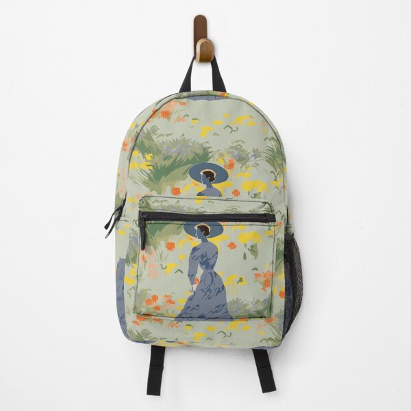 Item preview, Elegant Enigma: Centered Woman in Grey Dress Inspired by Monet designed and sold by TopArtsy.