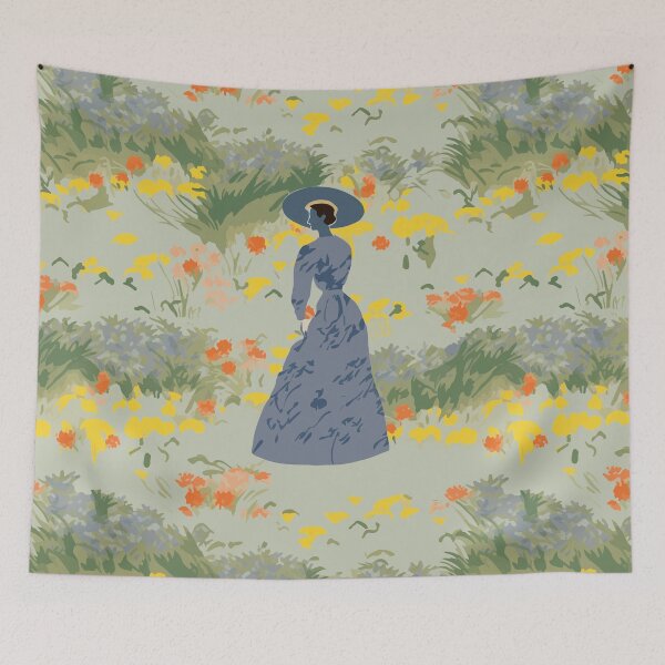 Item preview, Elegant Enigma: Centered Woman in Grey Dress Inspired by Monet designed and sold by TopArtsy.
