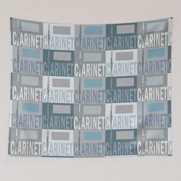 Item preview, Clarinet Text Blue Gray Pattern designed and sold by BartholGraphics.
