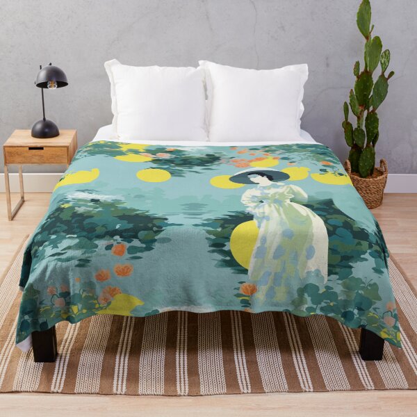 Item preview, Azure Allure: Stylish Woman in Watercolor Blues Inspired by Monet designed and sold by TopArtsy.