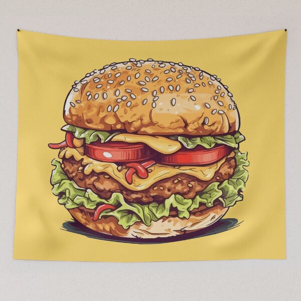 Item preview, Crispy Chicken Burger Delight Cartoon Style designed and sold by Arncil.