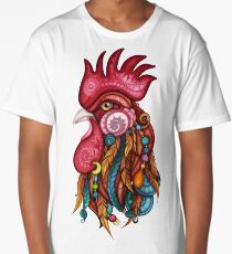 Tribal Rooster Design Long T-Shirt
