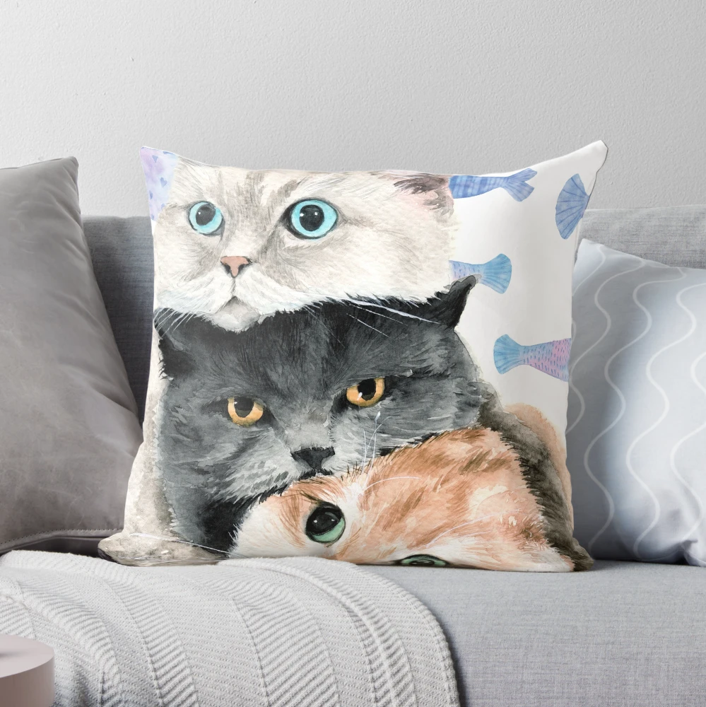 Gray cat pillow sale