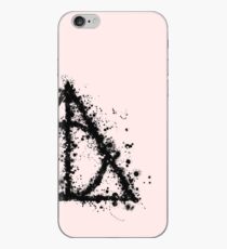 HP Hallows - half paint drops black - wand, cloak, stone iPhone Case