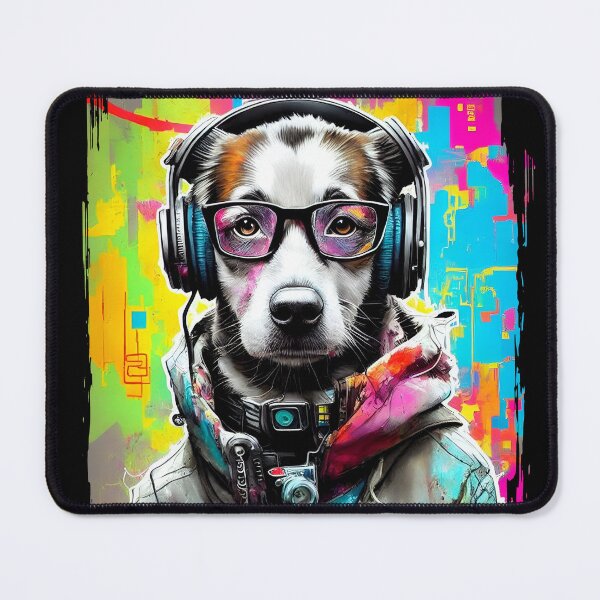 Item preview, Urban Dog Wearing Glasses and Headphones designed and sold by candlewithhare.