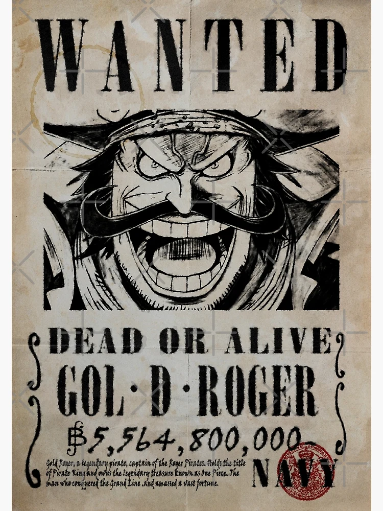 Sticker for Sale avec l'œuvre « Gold D Roger Wanted poster prime d'une  seule pièce (prix mis à jour 2023) » de l'artiste justchemsou