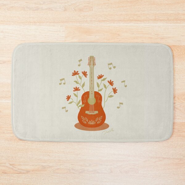 Item preview, Nature Music ~ Red guitar with flowers behind it designed and sold by Danvrie.