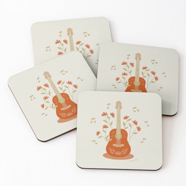 Item preview, Nature Music ~ Red guitar with flowers behind it designed and sold by Danvrie.
