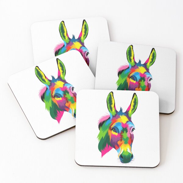 Item preview, Abstract Donkey Head Portrait: Imaginative and Vibrant Depiction in Multicolored Paints designed and sold by StudioLiteDaLu.
