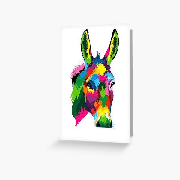 Item preview, Abstract Donkey Head Portrait: Imaginative and Vibrant Depiction in Multicolored Paints designed and sold by StudioLiteDaLu.