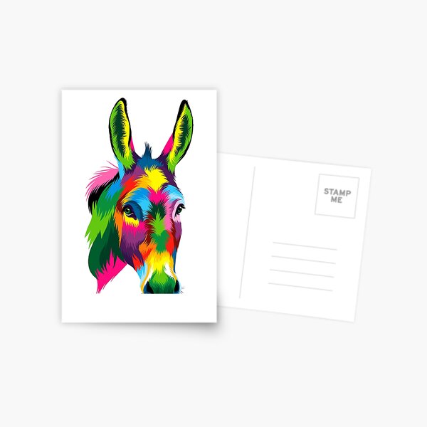 Item preview, Abstract Donkey Head Portrait: Imaginative and Vibrant Depiction in Multicolored Paints designed and sold by StudioLiteDaLu.
