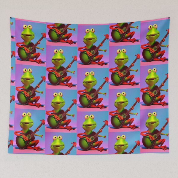 Item preview, Green Frog Playing Guitar designed and sold by HanaiPrint.