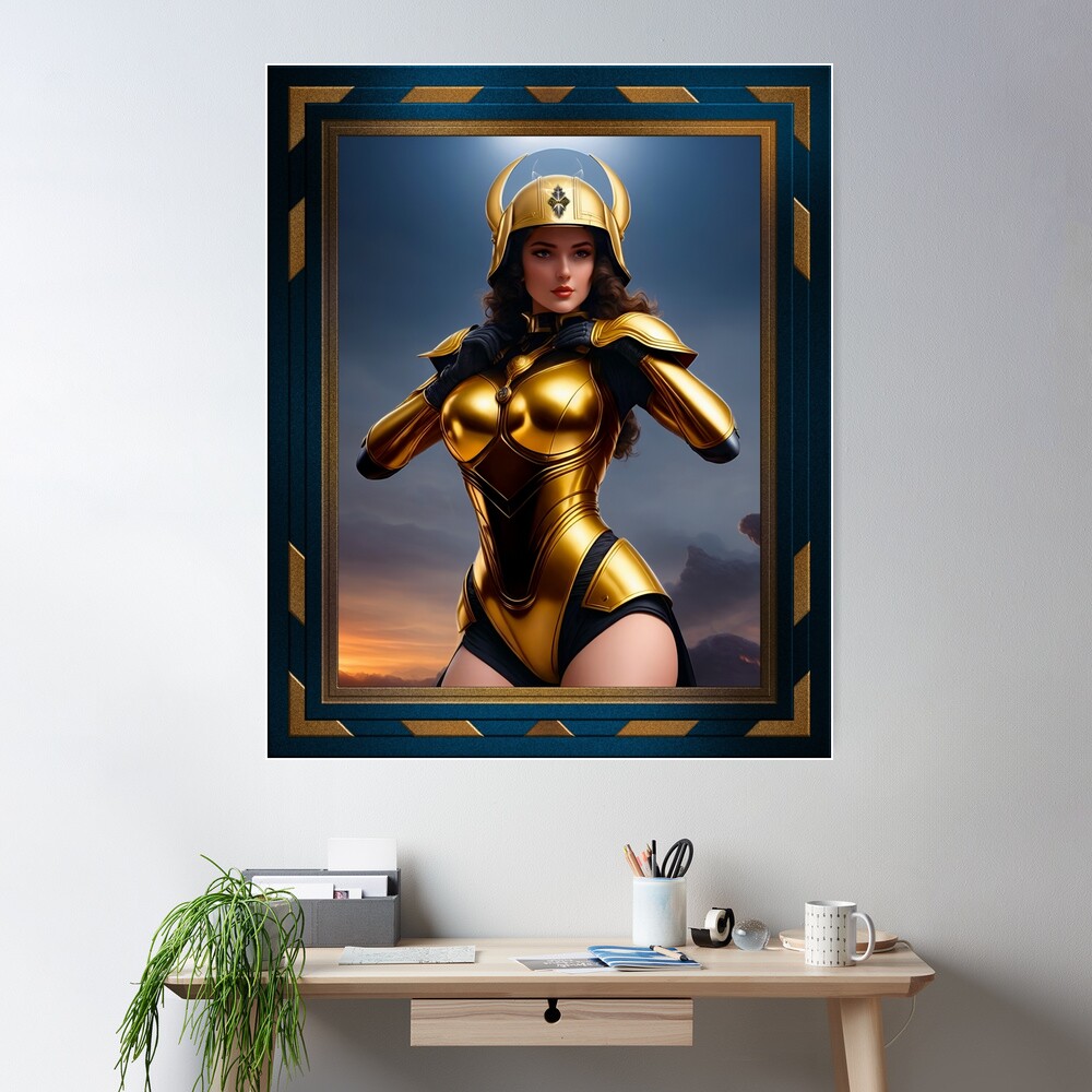 Stania Golden Age Sci-fi Fashion Portrait AI Concept Art por Xzendor7 - Uma beleza vestida de ouro 2 Stania Golden Age Sci-fi Sexy Fashion Portrait AI Concept Art by Xzendor7 Wall Poster