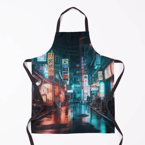 Item preview, A Synthwave Style Neon Tokyo Alley In Japan At Night designed and sold by ManxCatAndy.