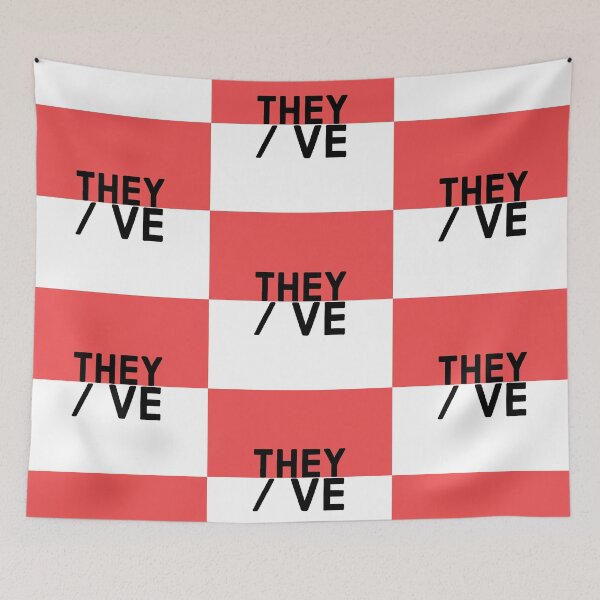 Item preview, They/Ve pronouns on a red and white background designed and sold by MxA19.