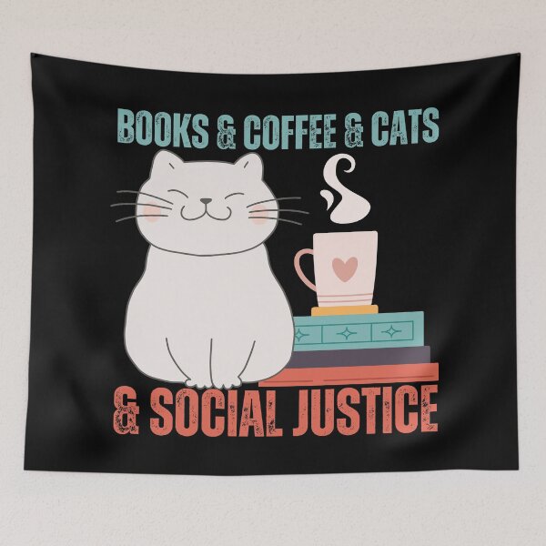 Item preview, Books and coffee and cats and social justice designed and sold by EvergreenWhimsy.