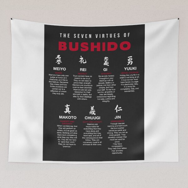 Item preview, The Seven Virtues Of Bushido Japan Samurai Japanese Warrior Principles Fighter Courage Sign designed and sold by SuccessHunters.