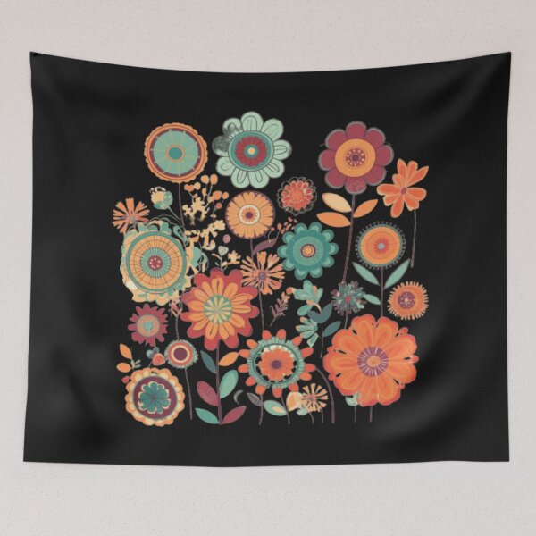Aperçu de l'œuvre Colorful Retro Wildflowers créée et vendue par CRAZY&ART.