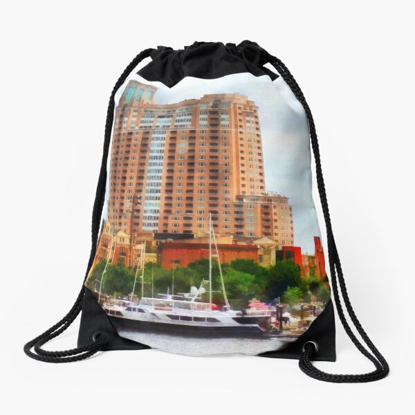 Baltimore MD - Boats at Inner Harbor Drawstring Bag